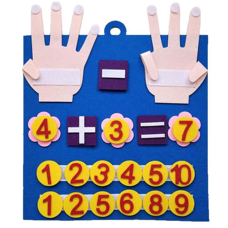 Tablero de aprendizaje de matemáticas, suma y resta para niños, fieltro, tablero de dedos de matemáticas, educación temprana, juguete educativo, lugar de fábrica transfronterizo