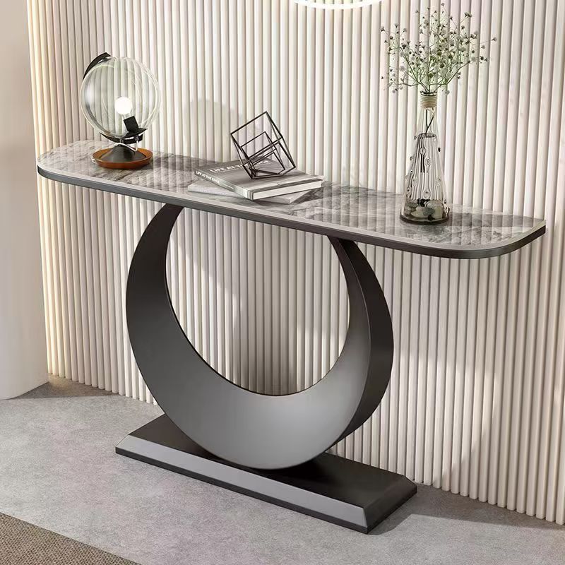 Italian-Style Slate Console Table, Entryway Cabinet, Modern Minimalist Light Luxury Living Room Wall-Mounted Narrow Table