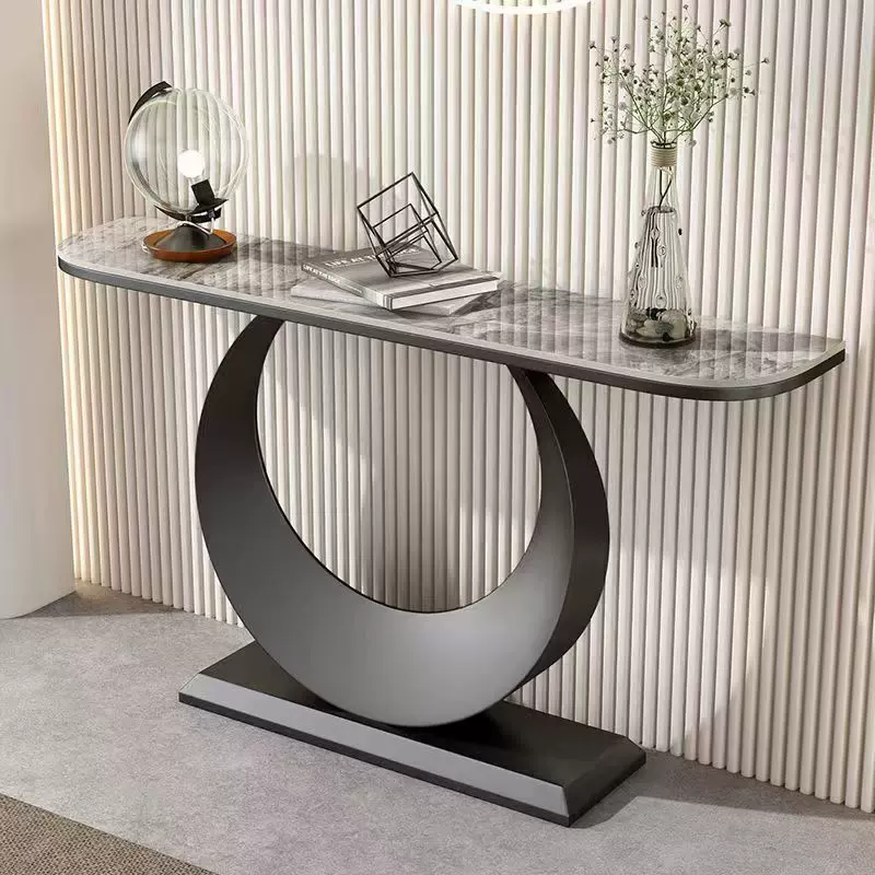 意式岩板玄关桌端景台入户柜现代简约轻奢客厅靠墙窄桌条案