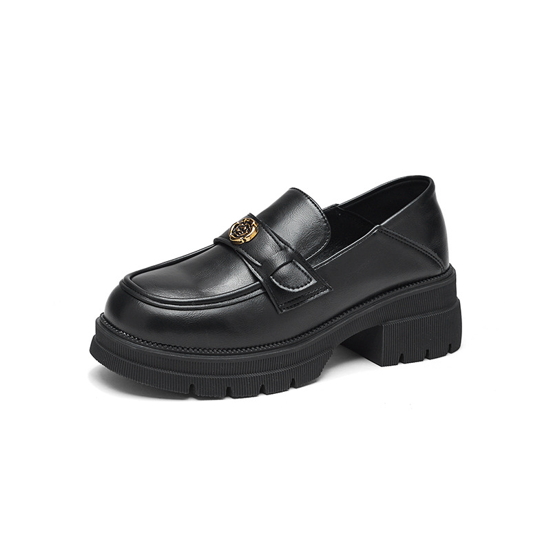 Augusto Lion negro Lefour zapatos para mujeres 2025 nuevo otoño invierno retro británico con zapatos de terciopelo no cansados zapatos de cuero pequeños