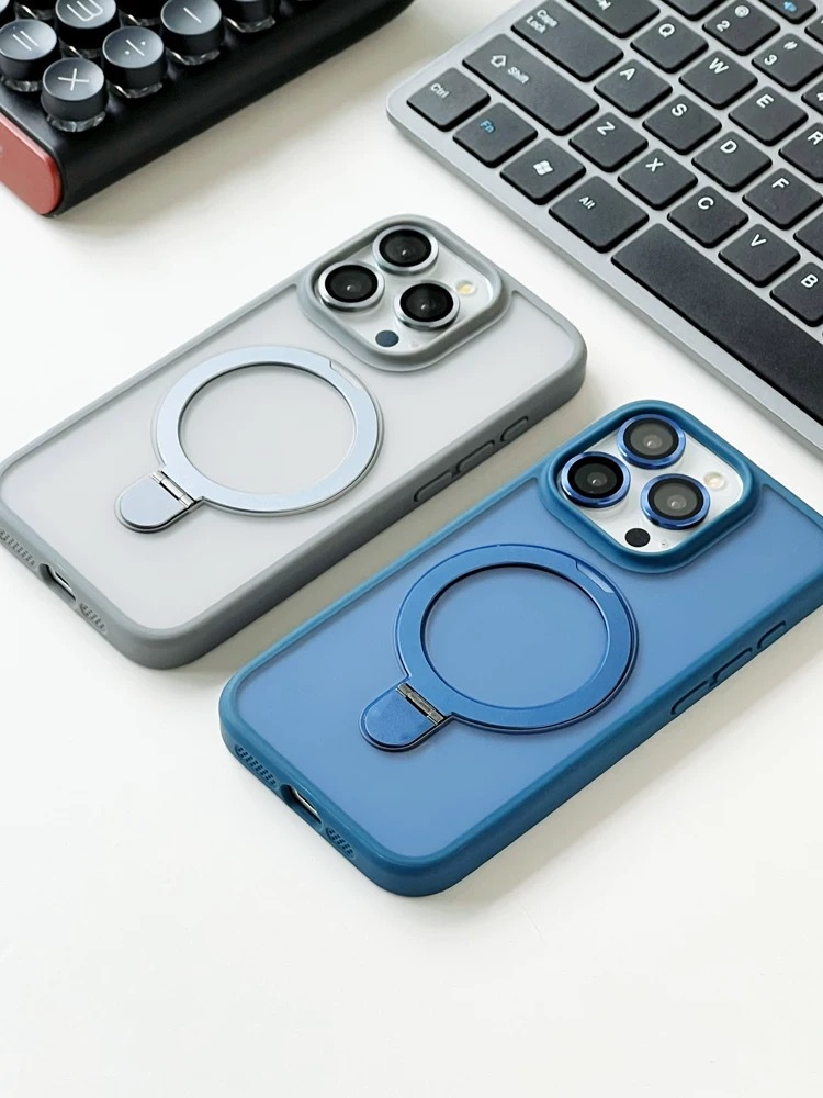 Coque magnétique givrée avec protection objectif pour iphone_voghion.com