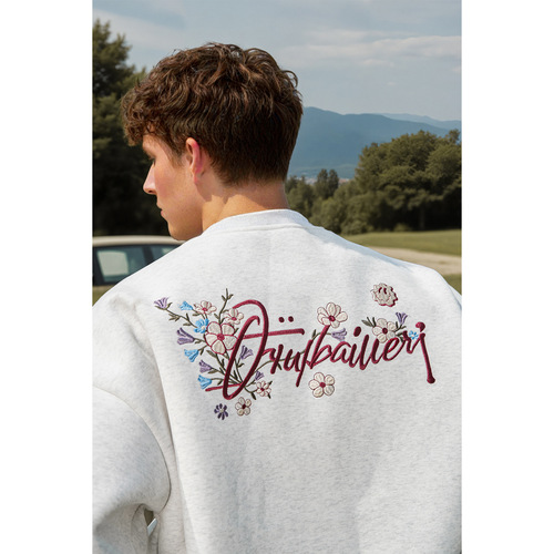 Heavyweight crew neck sweatshirt for men, autumn heavy industry texture color-blocked embroidery turtleneck fashion brand loose top outerwear