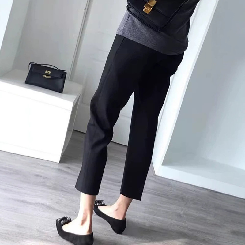Simple solid color maternity support trousers, high-waisted slim-fit cropped pants, stylish and versatile for work and pregnancy Simple solid color maternity support trousers, high-waisted slim-fit cropped pants, stylish and versatile for work and pregnancy