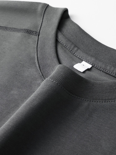 250g Pure Cotton Men's Summer Casual Loose Fit American Style Heavyweight T-Shirt with Ribbed Collar, Trendy Brand T-Shirt