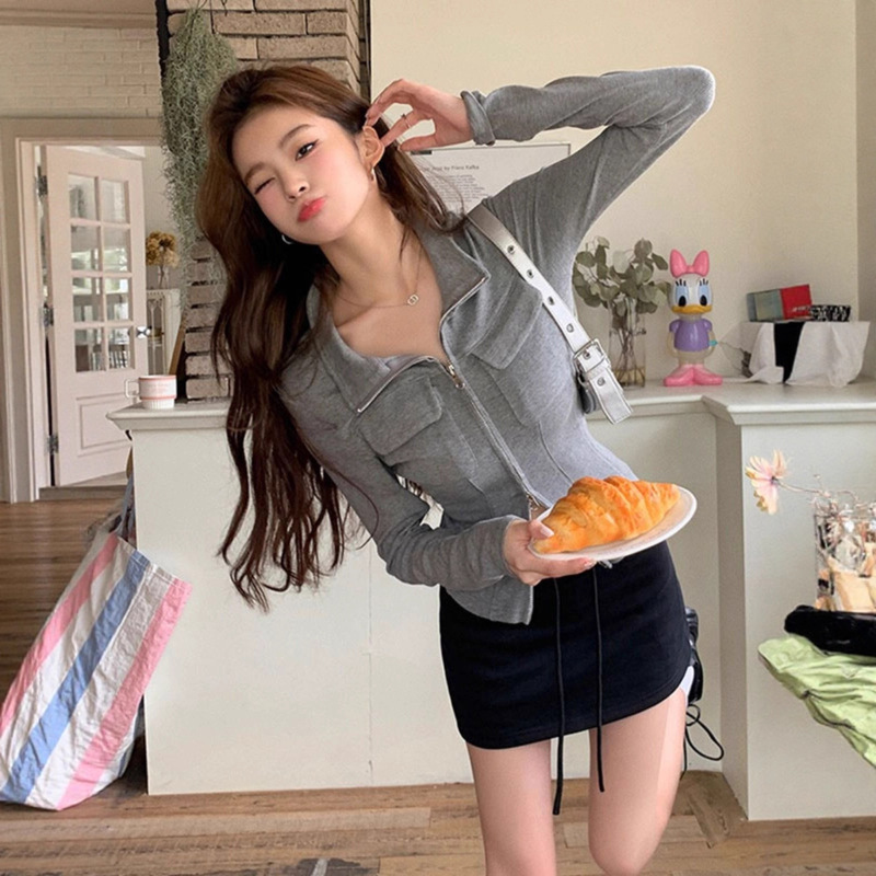 Early Autumn Polo Collar Elegant Cardigan Sexy Knitted Cardigan for Women Petite Slim Short Double Zipper Top for Women Early Autumn Polo Collar Elegant Cardigan Sexy Knitted Cardigan for Women Petite Slim Short Double Zipper Top for Women