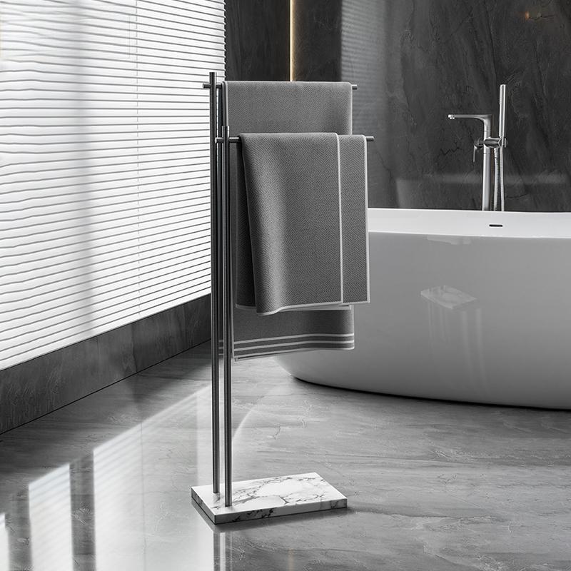 Gun Gray Bathroom Floor-Standing Towel Rack, Bath Towel Storage Rack, Bathtub Storage Rack, Mobile Standing Towel Bar, Light Luxury