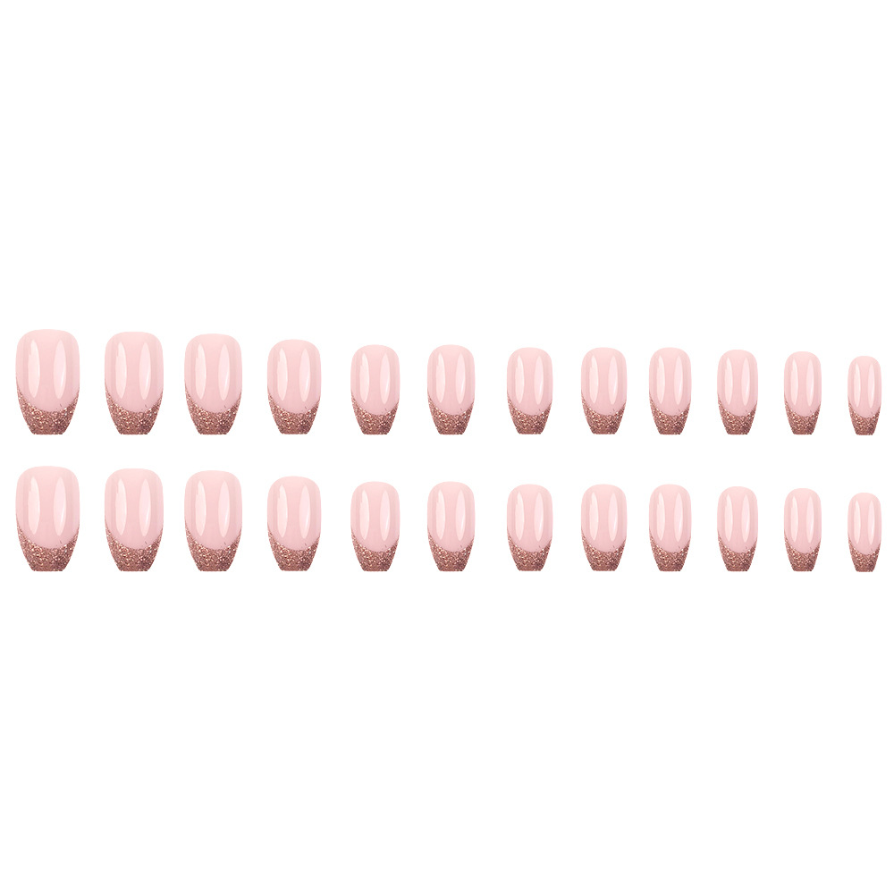 Hot Girl Brillante Piezas de uñas de uñas francesas 24 piezas Parche de uñas postizas Productos terminados al por mayor Comercio exterior Venta caliente uñas de vestir