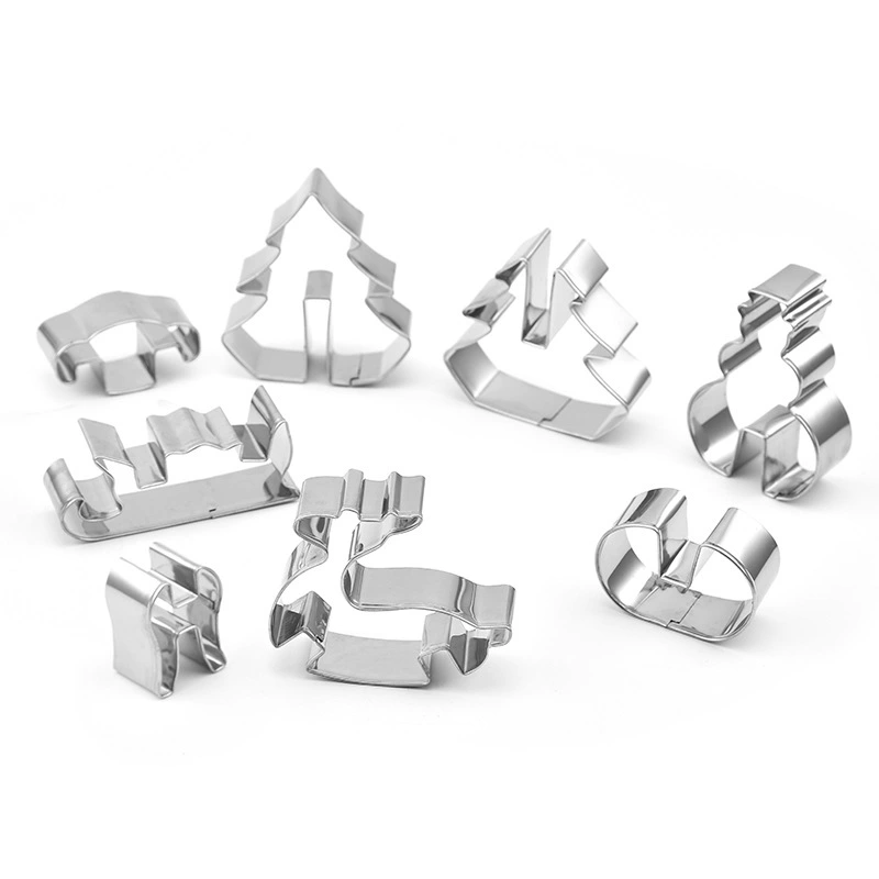 Compact mold stainless steel, Christmas three dimensional set, 8 pieces, 3D