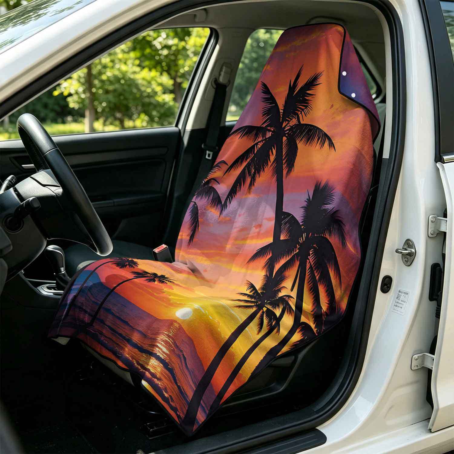 Printed bath towel and car seat cover 2-in-1, ultra-fine fiber outdoor beach and car dual-use universal seat cushion