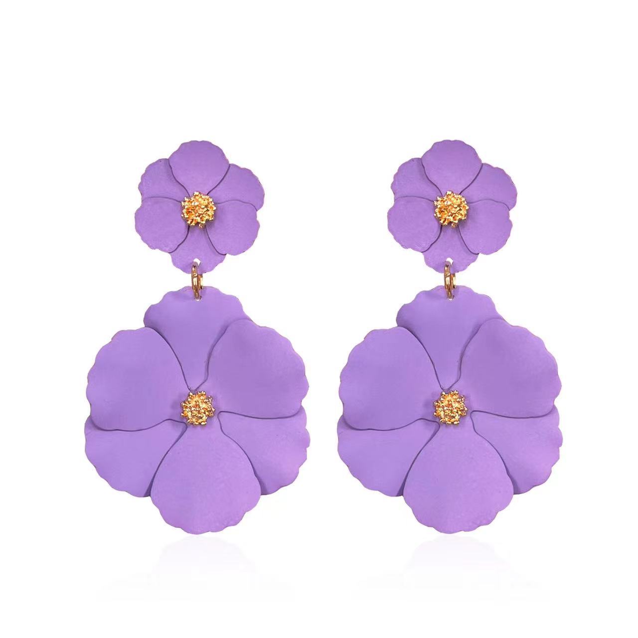 Pendientes de flores de color europeos y americanos, moda creativa para mujer, pintura retro con spray, pendientes de flores multicolor para studs, opcional image 16