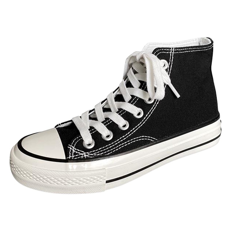 Estilo de Hong Kong versátiles estilo coreano ins zapatos de moda del tablero para los estudiantes 1970 zapatos de lona altos para las mujeres ulzzang retro estilo Hong Kong