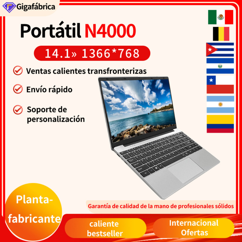 14.1inch -Customized N4000 Computer Laptop Light Office Notebook