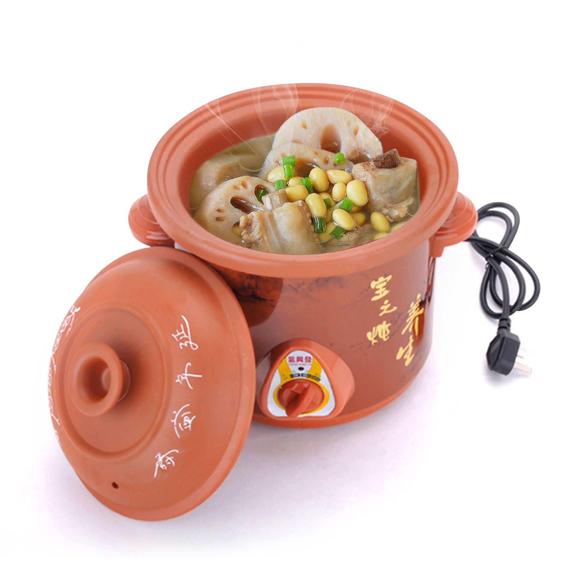 Electric Stew Pot, Clay Pot for Cooking Porridge, Purple Clay Mini Soup Pot, Household Ceramic Electric Stew Pot, Electric Clay Pot