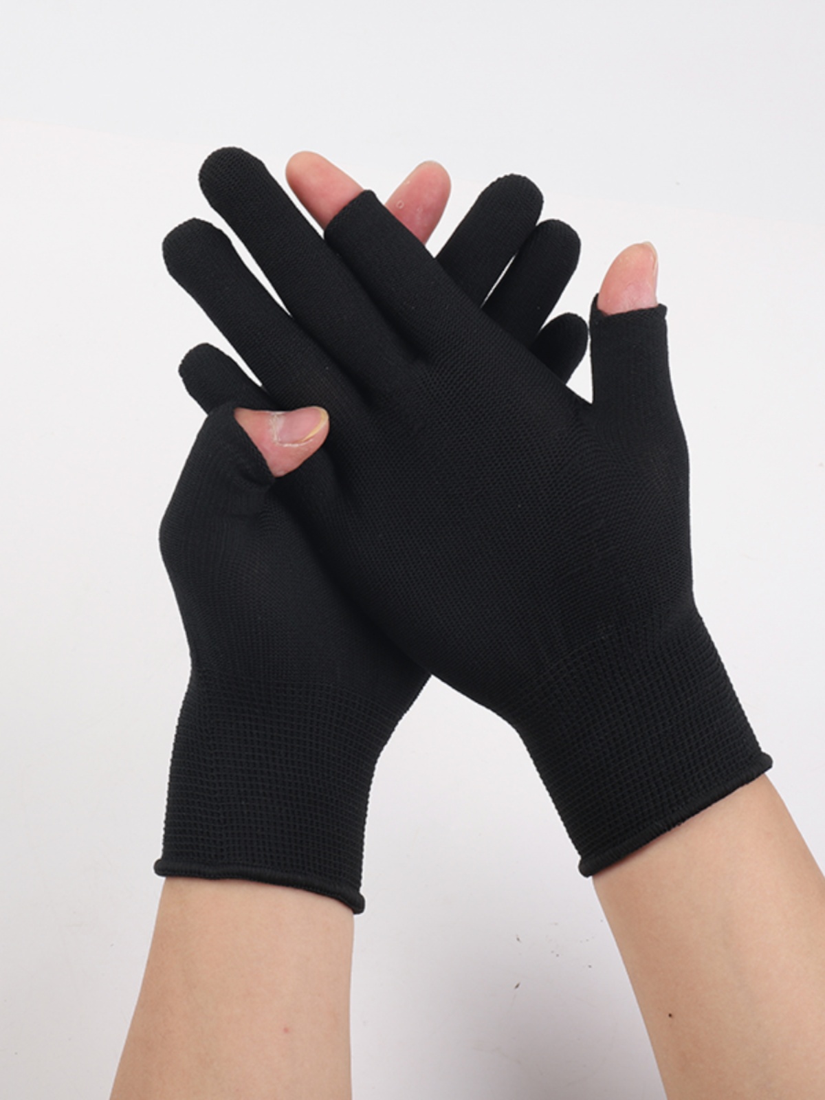 露二指三指手套采摘春夏触屏耐磨工作打包男女透气薄款劳保线手套