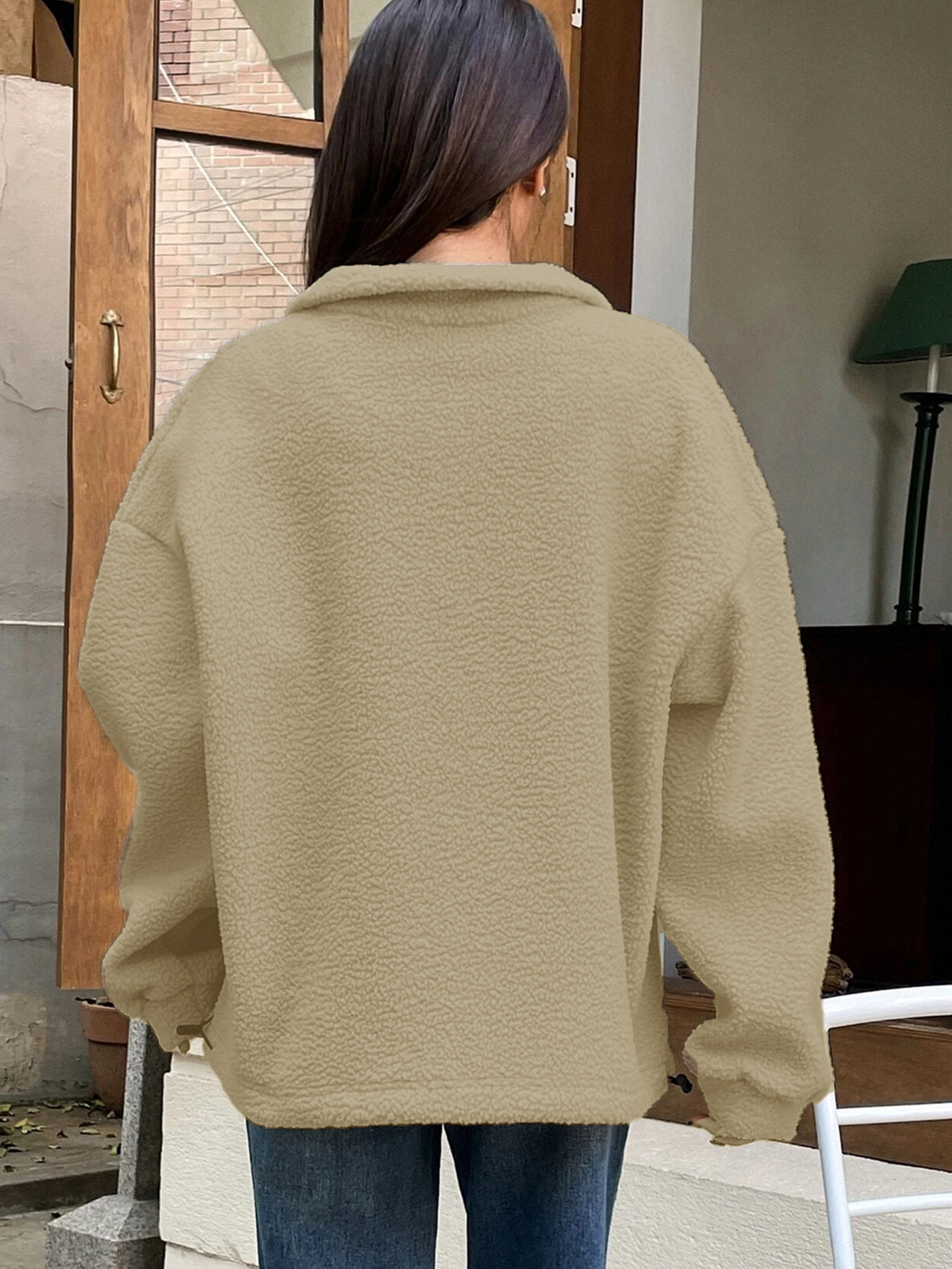 Sweatshirt Polar Fleece Autumn Winter Loose Long Sleeve Sweatershirt Half Zipper