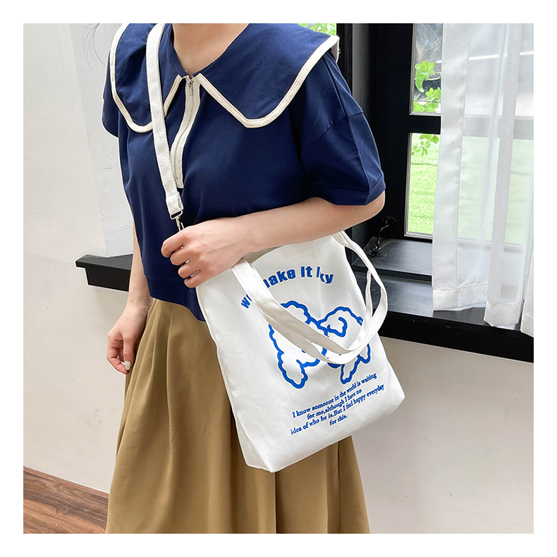New fashionable and cute canvas bag, simple and large-capacity tote bag, casual and versatile single-shoulder crossbody bag, Douyin consignment undefined