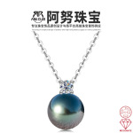跨境专供大溪地黑珍珠吊坠强光正圆天然925银莫桑项链女海外批发