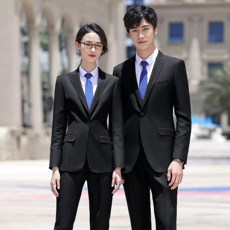 羊毛工作服西装男女同款职业装工装西服套装女面试正装售楼部银行