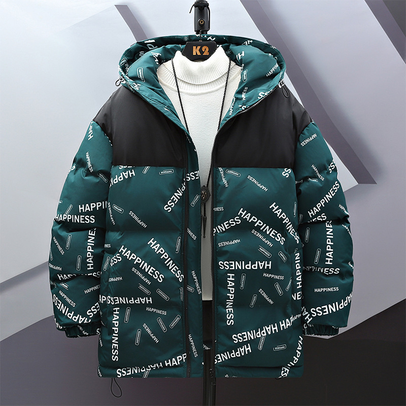 Hombre encapuchado algodón hombre invierno engrosado 2024 impresión chaqueta de algodón chaqueta gran fábrica de algodón suelto al por mayor