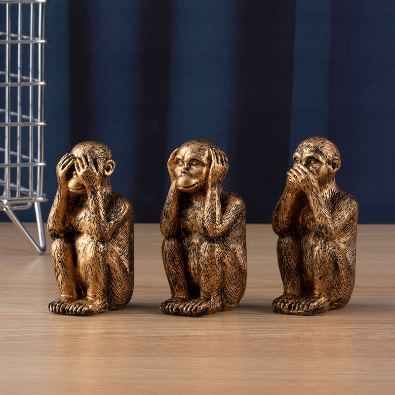New Resin Crafts Ornaments Three Monkey Sculpture Office Garden Garden Decoration Resin Office Desktop