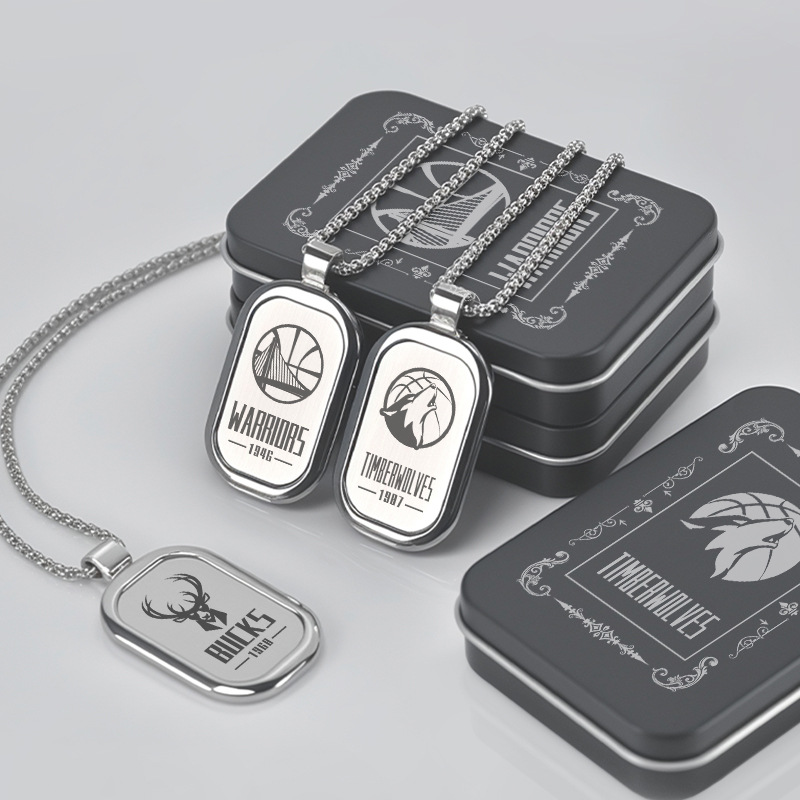 篮球周边篮网快船雷霆勇士森林狼雄鹿吊坠项链纪念品球迷礼物饰品