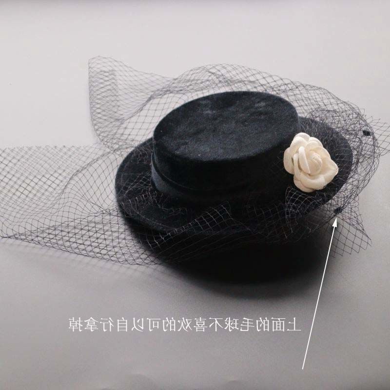 面纱帽子新款法式山赫本礼帽花朵圆顶复古网纱金丝绒新娘拍照帽饰