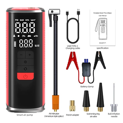 with automatic stop, Hava nasosu - v1-002-8000mah-smart-clipcolor-box-black