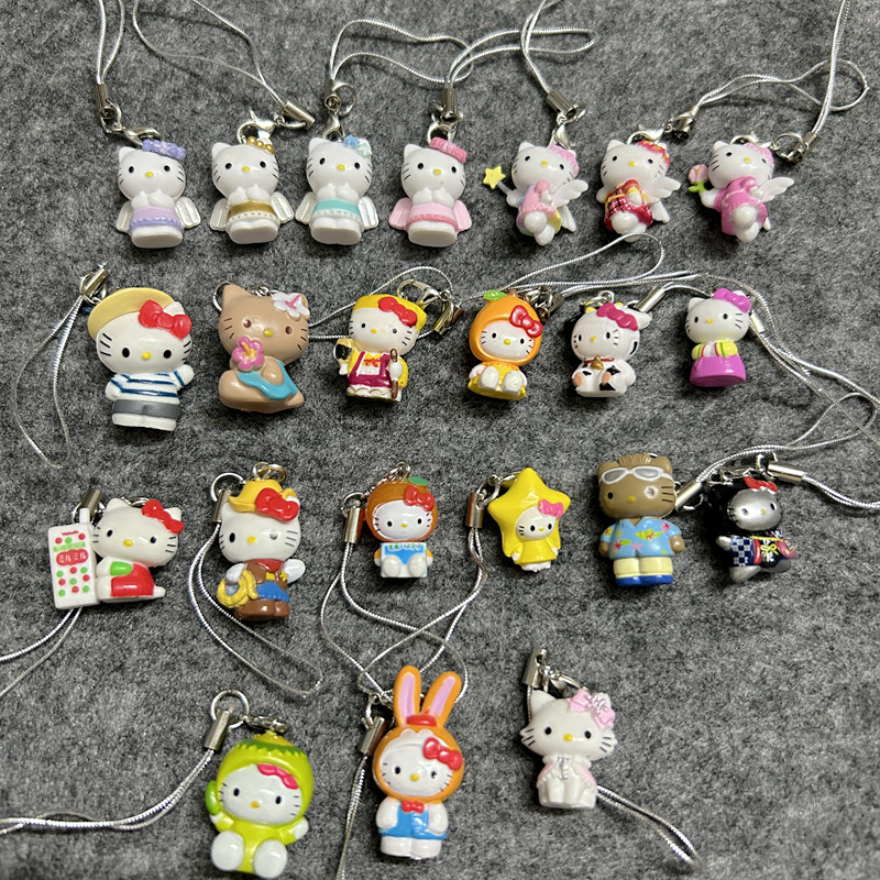 Korean version of niche mobile phone rope doll DIY doll pendant angel cat rabbit holiday Denim pendant