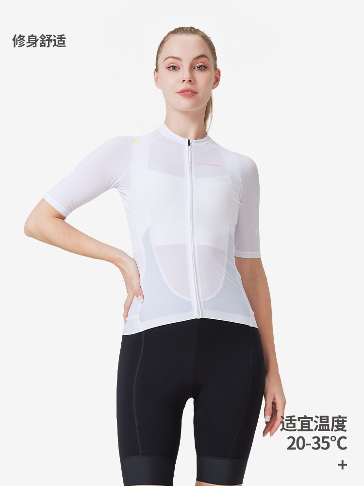 Ropa de ciclismo de carretera de mujeres de manga corta de verano ligera y delgada de color sólido sudor delgada y delgada camisa de ciclismo de mujer