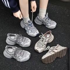 前言范老爹鞋女2025秋新款真皮厚底增高运动鞋百搭网面休闲跑步鞋