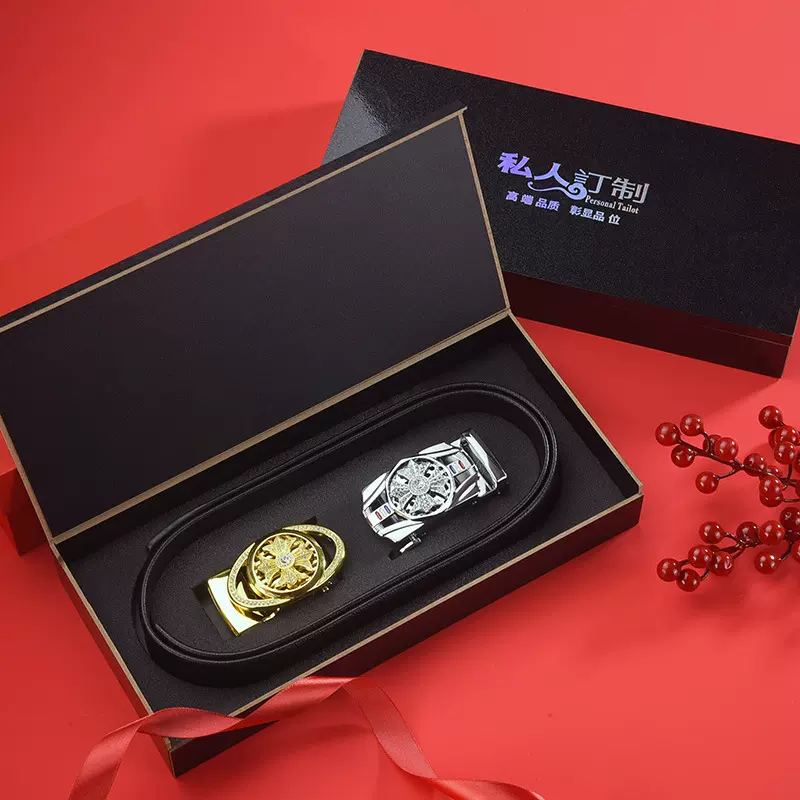 男士批发抖音直播高端礼盒装时来运转高级感自动扣商务百搭腰带