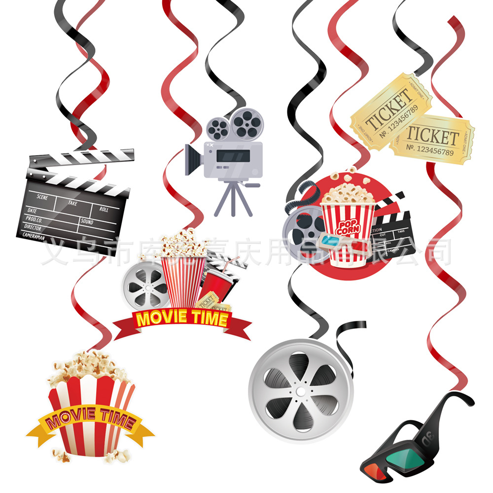 Nueva película noche tema Fiesta decoración traje cumpleaños plato de papel desechable taza de papel pull bandera decoración suministros