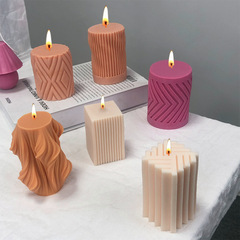 人山 立體圓柱蠟燭模具diy幾何圓柱蠟燭台香薰石膏擺件手工皂模具