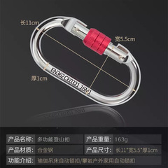 戶外攀岩安全掛鈎瑜伽吊床連接環配件25KN鍍鉻O型螺母主鎖登山扣