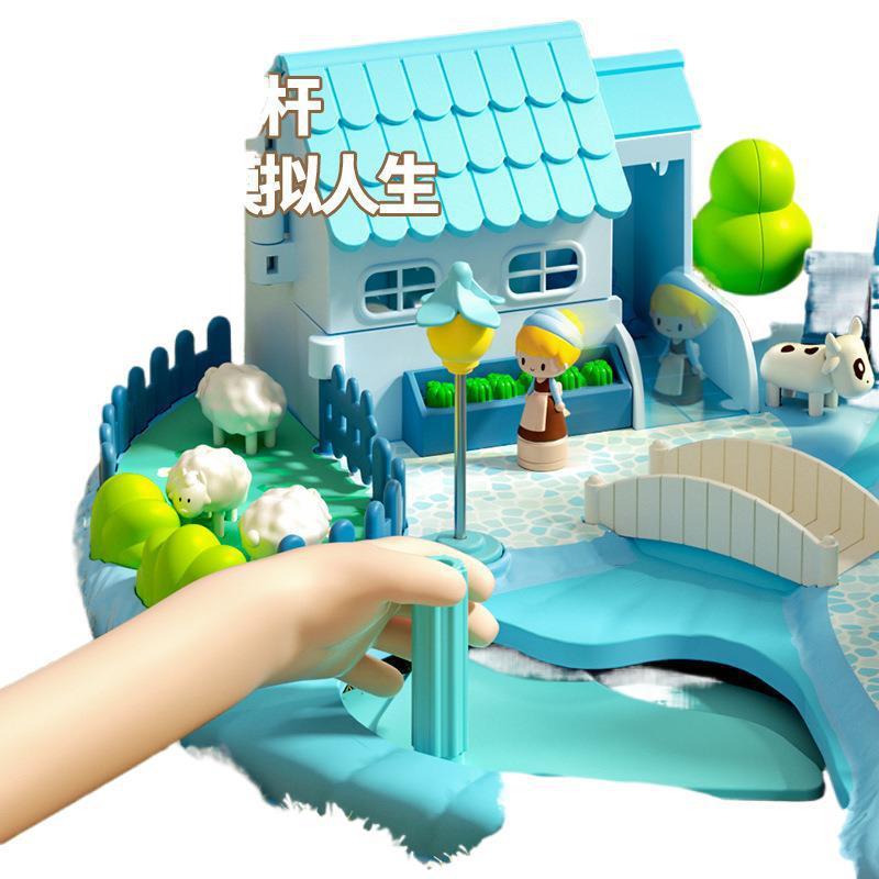 子供用ままごとおもちゃプリンセスキャッスルエルサ磁気おもちゃ男の子と女の子ギフトボックスマジックハウスインタラクティブゲーム|undefined
