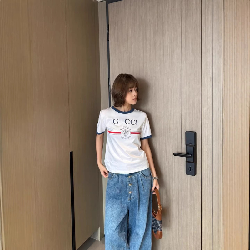 Nanyou High-End Women's Clothing g Brand New Letter Print Round Neck Short-Sleeve White T-Shirt for Women, Casual Versatile Trendy Light Luxury Nanyou High-End Women's Clothing g Brand New Letter Print Round Neck Short-Sleeve White T-Shirt for Women, Casual Versatile Trendy Light Luxury