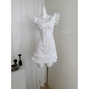 White Water Women's First Love White Skirt Ruffled White Slip Skirt Short Women's High-end French Elegant Fairy Skirt