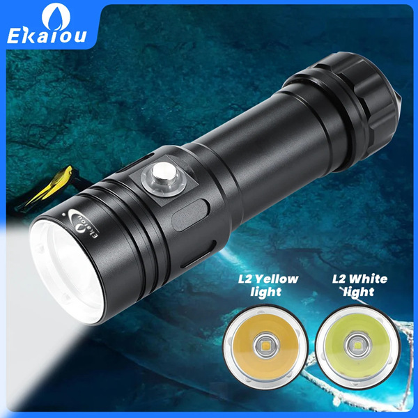 Cross-Border Aluminum Alloy Power Display L2 Strong Light Diving Flashlight Illumination Lamp Diving Fill Light Outdoor Flashlight Set