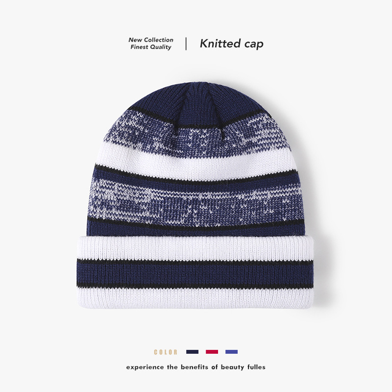 Cappello lavorato a maglia jacquard a doppio strato, caldo e spesso, abbinato ai colori, europeo e americano, per la protezione delle orecchie all'aperto, cappello freddo, cappello di lana alla moda da uomo_voghion.com