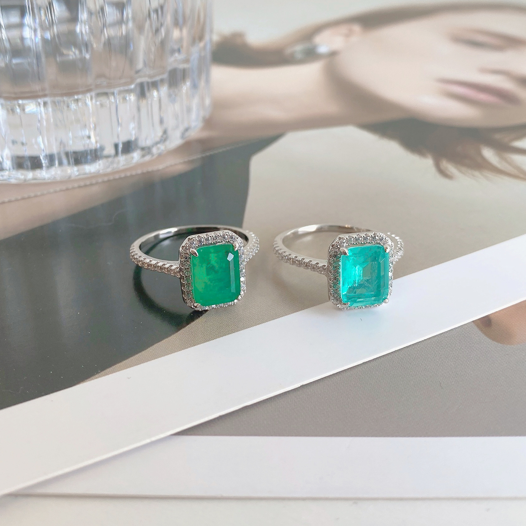 Fashion Geometric Sterling Silver Inlay Zircon Rings 1 Piece