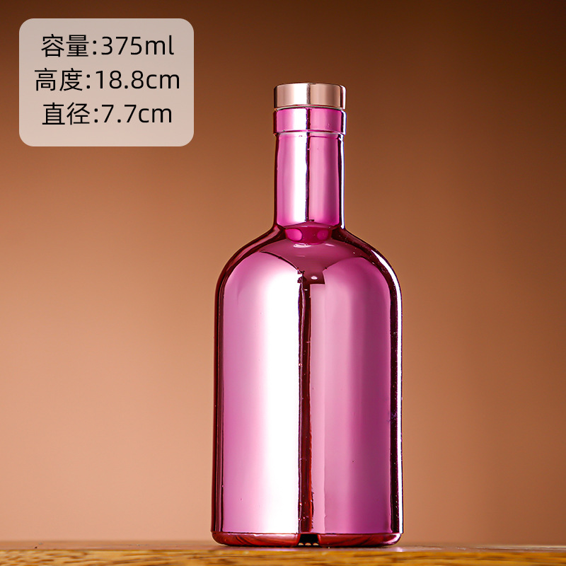 Galvanoplastia botella de vino de vidrio vodka botella de hielo botella de bebida de gama alta botella de vino extranjero botella de vino tinto chapado en oro botella vacía al por mayor