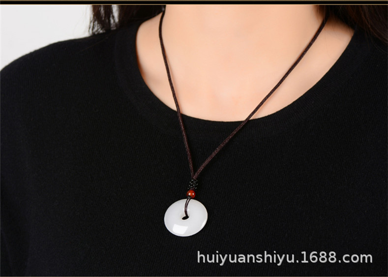 智贝详情图_12新疆金丝玉白玉水滴小花瓶吊坠玉石秤砣平安扣葫