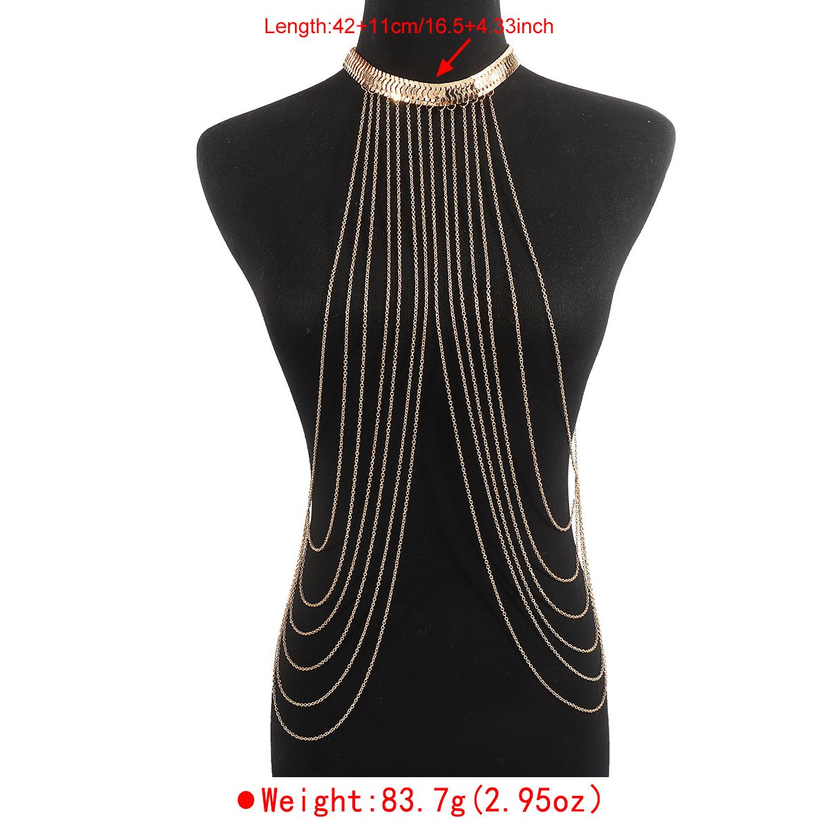 C0682 Corrente corporal com estampa de cobra, moda popular europeia e americana, corrente metálica sexy de várias camadas para biquíni de praia._voghion.com