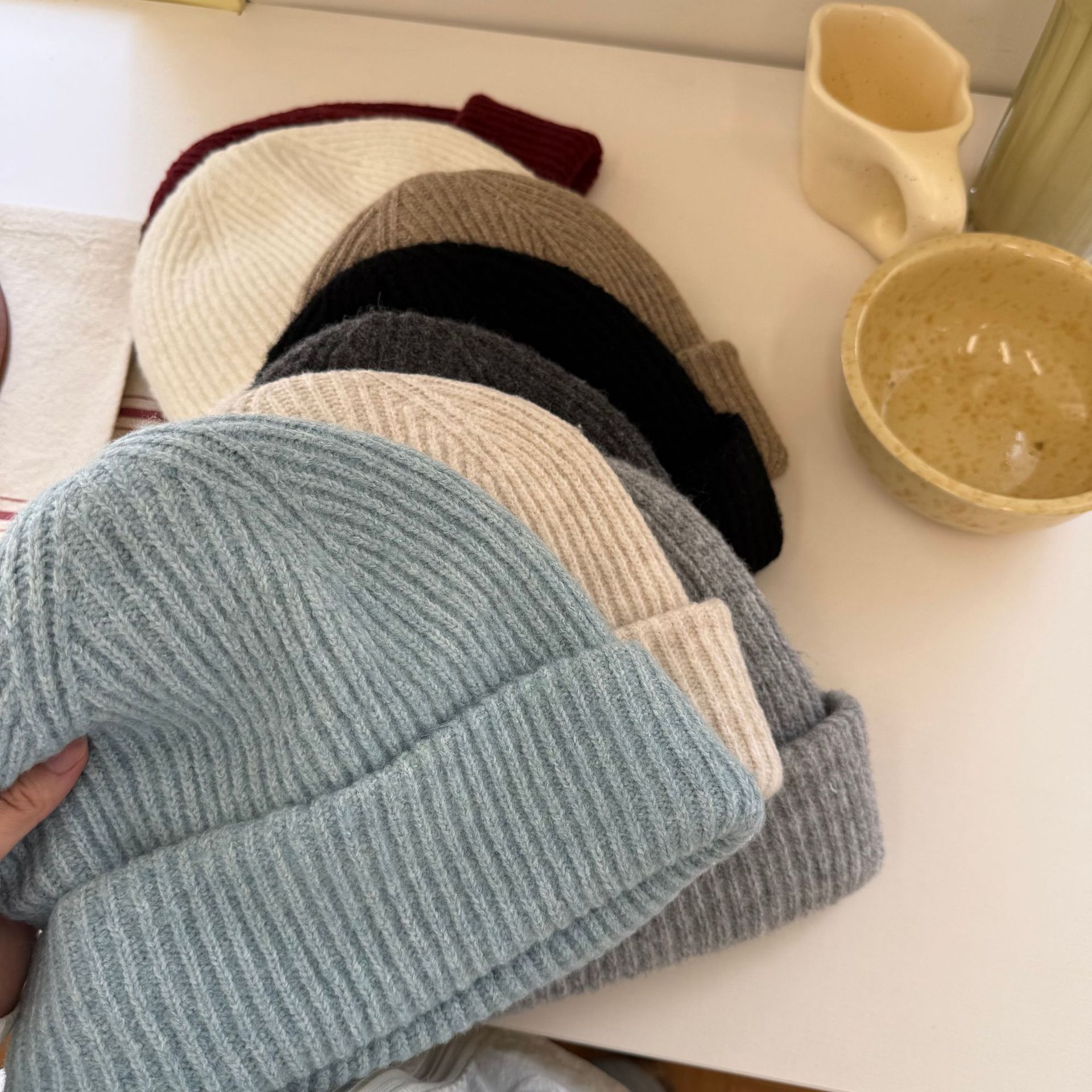 Men's Wool Blend Beanie Hat Warm Winter Knit Cap For Cold Weather_voghion.com