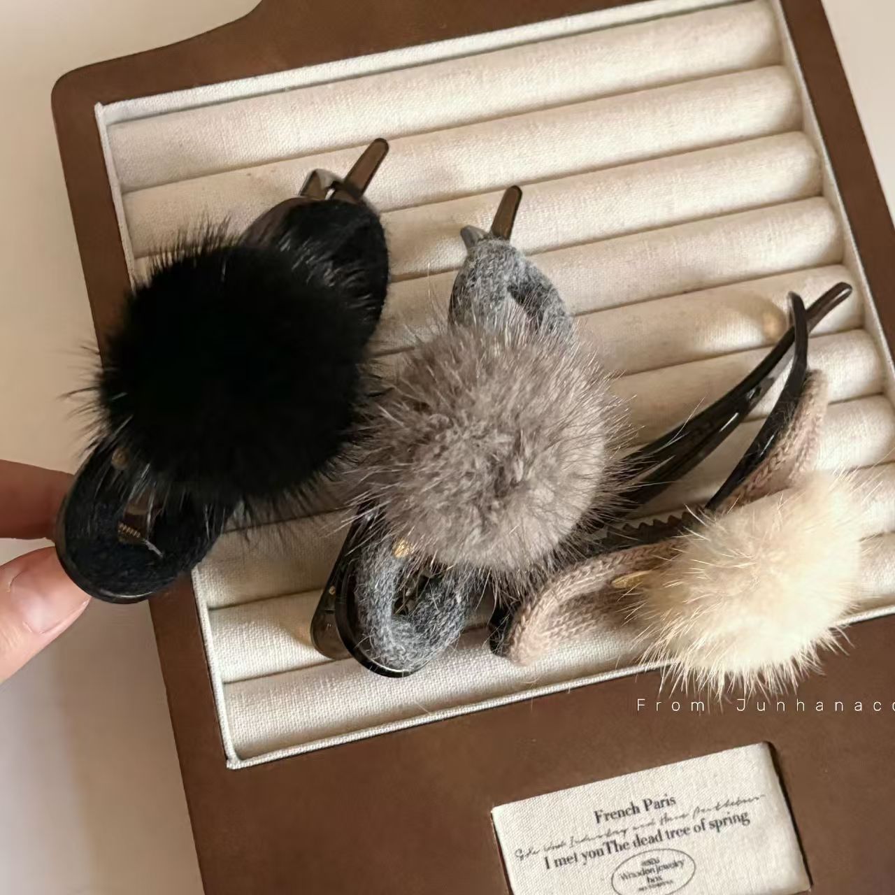 毛線水貂毛橫夾扭扭夾髮夾秋冬尾夾簡約時尚夾子髮飾頭飾盤發發抓