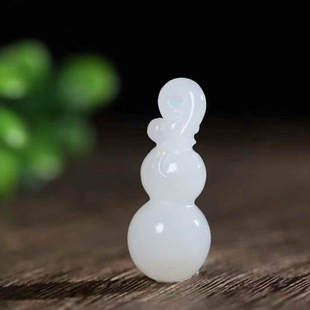 Natural Xinjiang Hetian jade jade supply chain Qinghai material suet grade white jade simple jade gourd pendant pendant