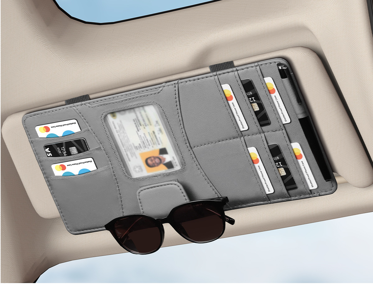 Car Sun Visor Multifunctional Storage Bag Photo Holder Document Holder Receipt Holder Glasses Holder Car Storage Card Box