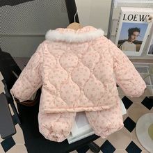 女童加绒睡衣冬季2025新款加厚法兰绒女孩厚三层夹棉儿童家居服