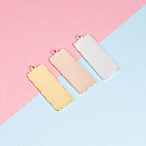 Foreign trade hot-selling mirror stainless steel finely polished geometric jewelry accessories DIY outer hole rectangular laser pendant