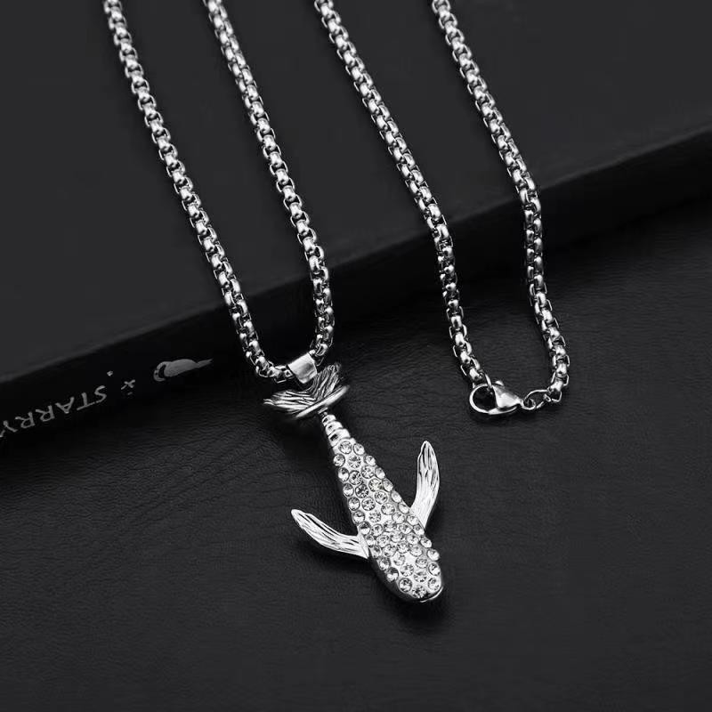 Collana con balena intarsiata con diamanti da donna, ciondolo hip-hop semplice e alla moda, accessori con cappuccio personalizzati e versatili_voghion.com